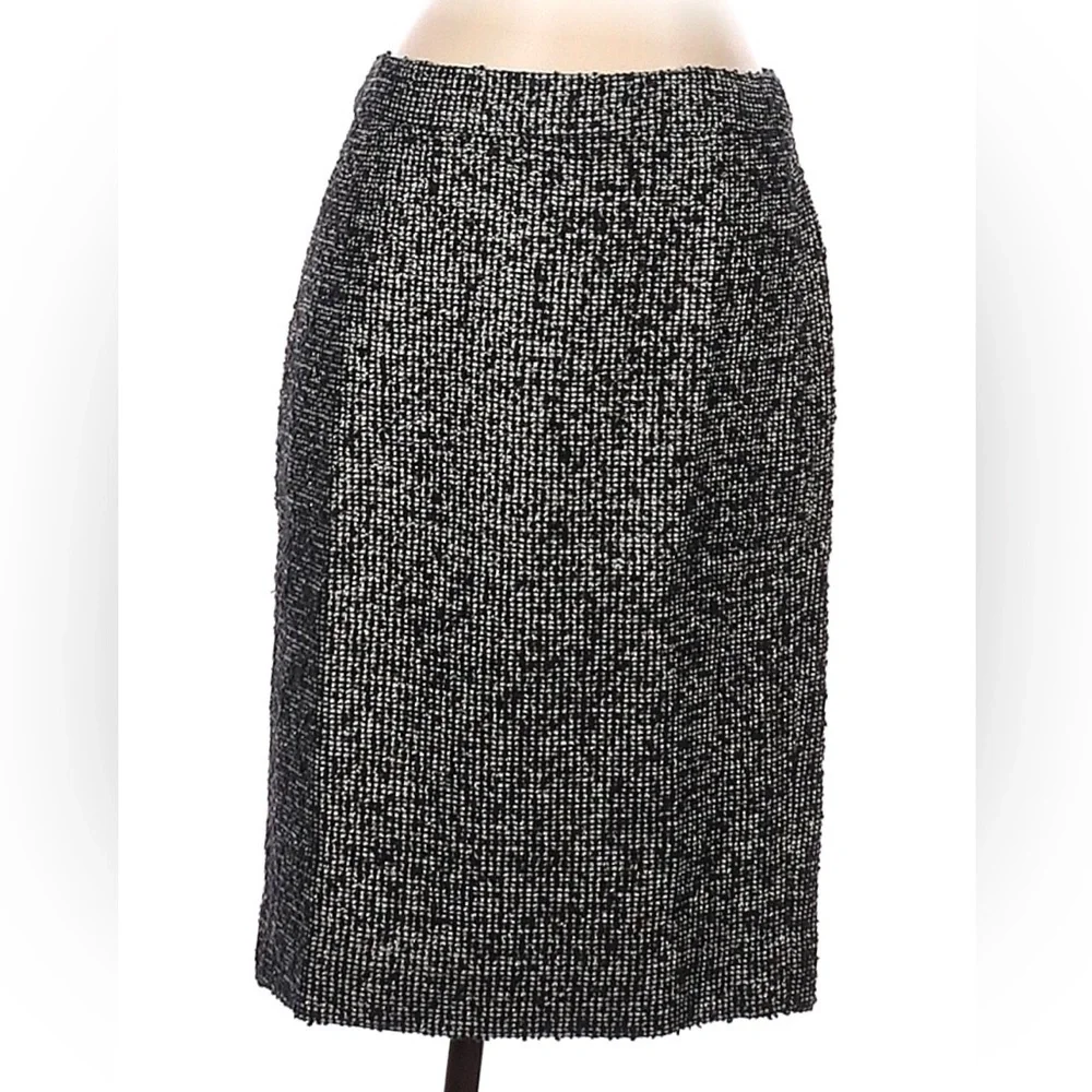 Vtg Y2K J.Crew Silk Blend Tweed Pencil Skirt Sz 2 Knee Length Corpcore Classic